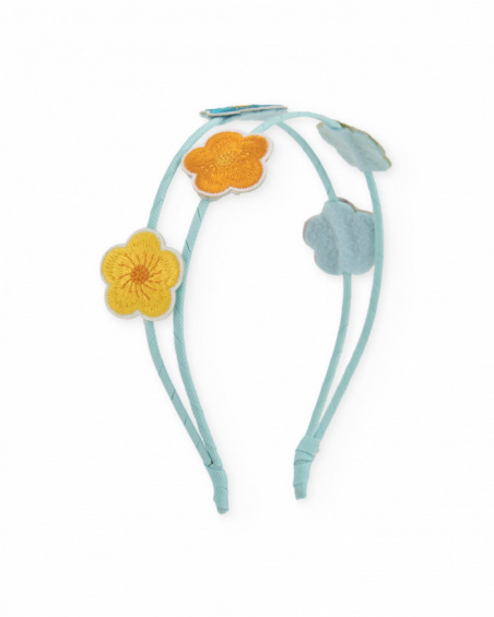 Diadema de niña de plana con flores bordadas aplicadas
