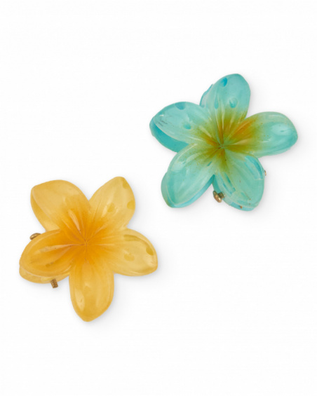 Conjunto de clips de niña de diseño floral con efecto