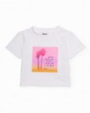 Camiseta de niña de punto con ilustración de palmera