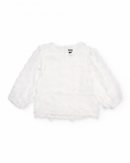 Blusa de niña de plana con aplicaciones florales