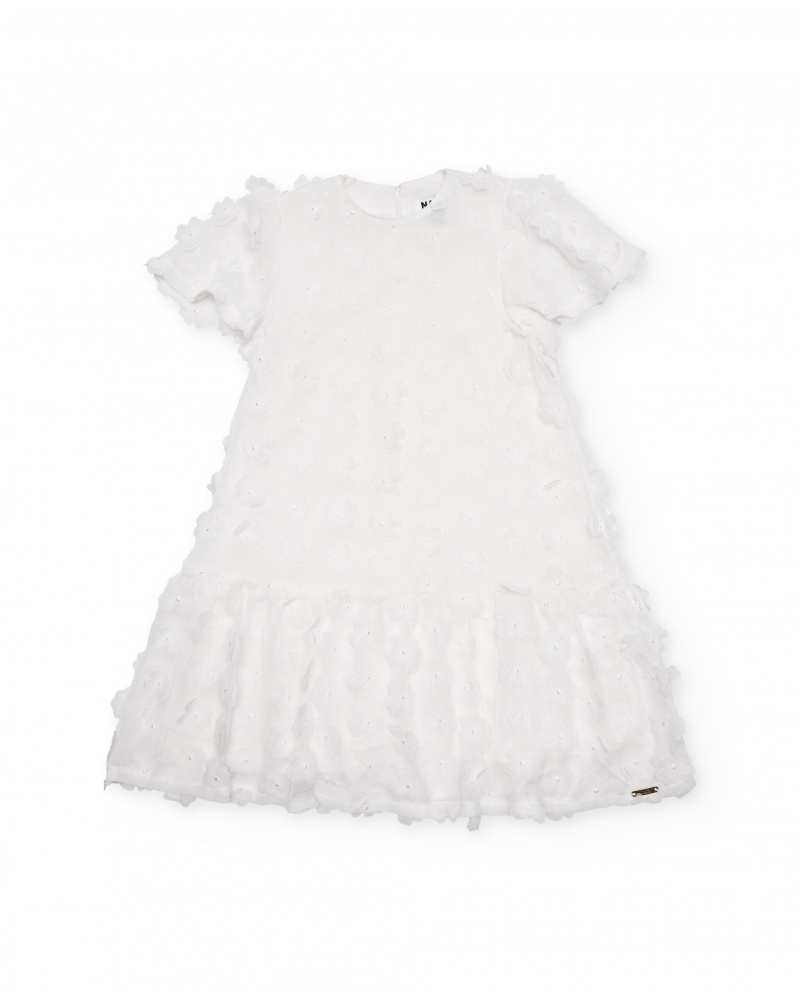 Vestido de niña de plana con adornos florales