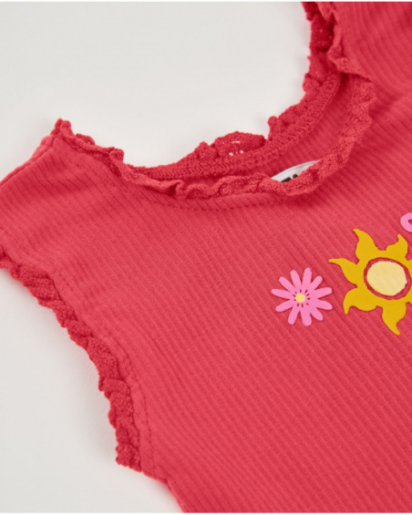 Camiseta de niña de punto con volantes en el cuello