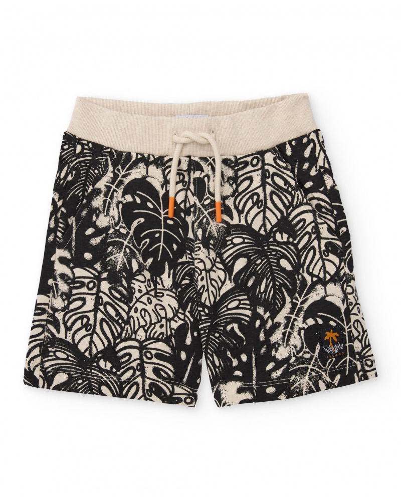 Bermuda de niño de punto con estampado vegetal