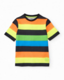 Camiseta de niño de punto con franjas horizontales