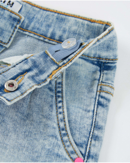 Pantalones de niña de plana y tejido denim