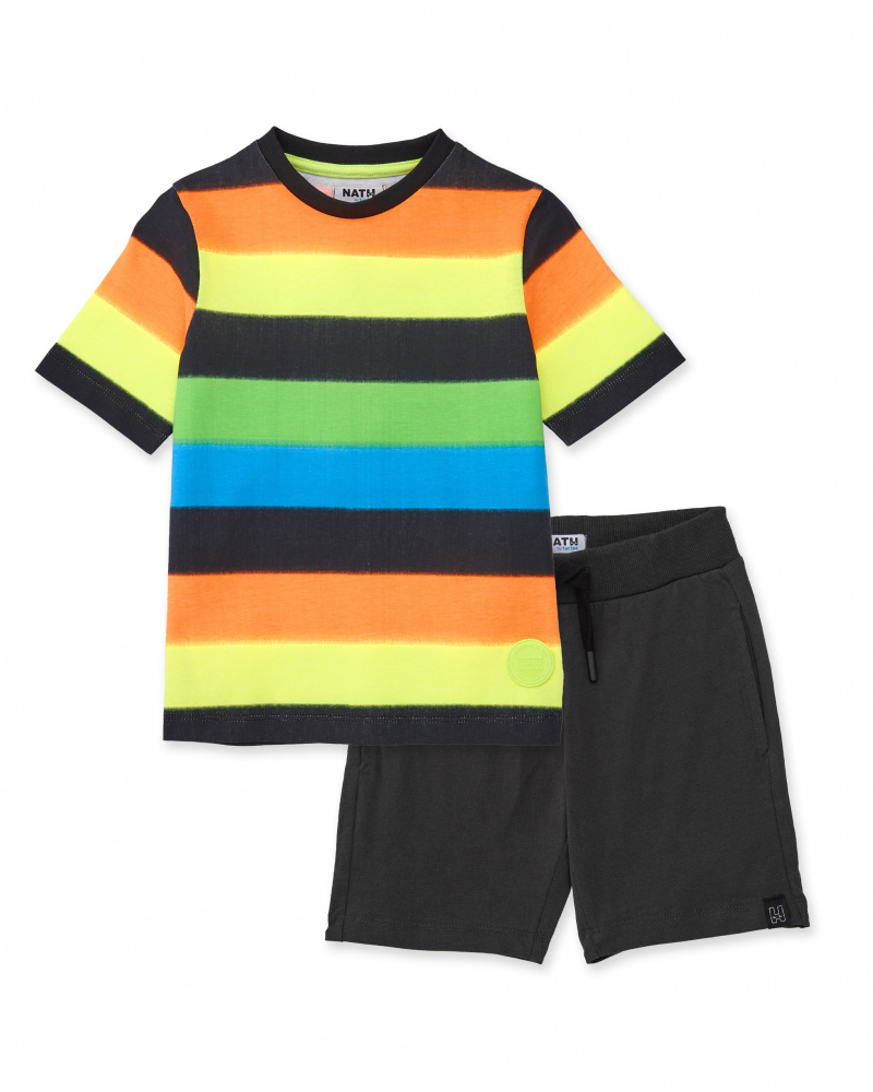 Conjunto de niño de punto con franjas horizontales