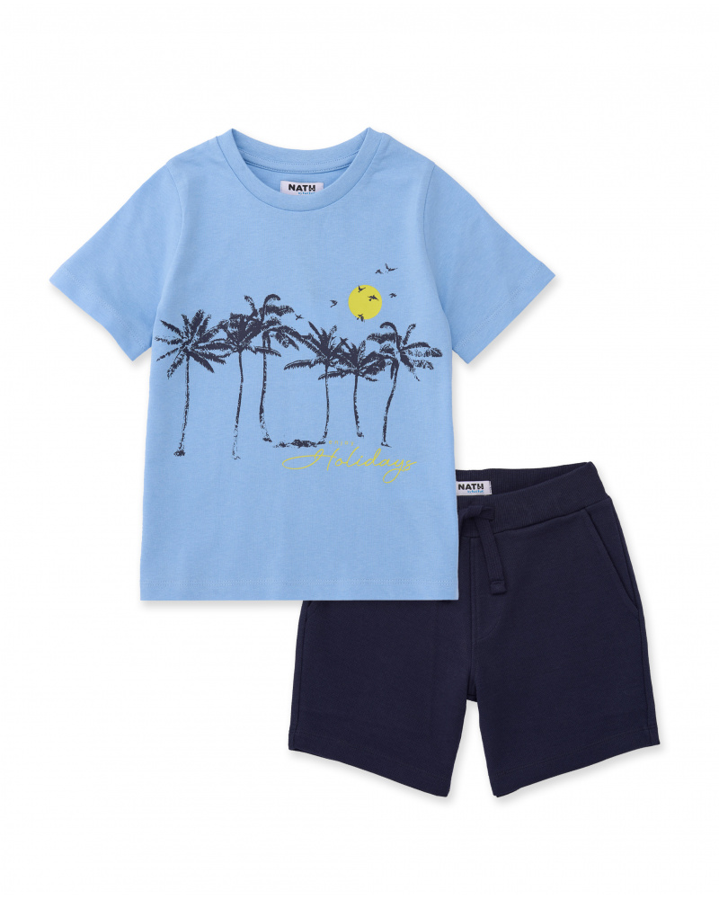 Conjunto de niño de punto con estampado tropical