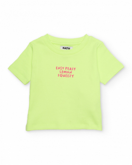 Camiseta de niña de punto con tejido acanalado