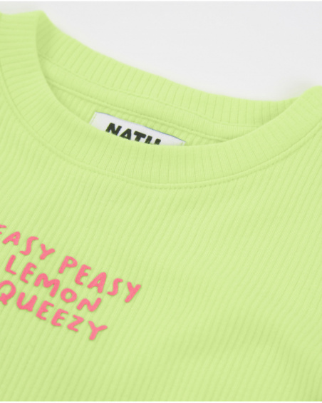 Camiseta de niña de punto con tejido acanalado