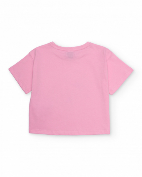 Camiseta de niña de punto con hibiscos frontal