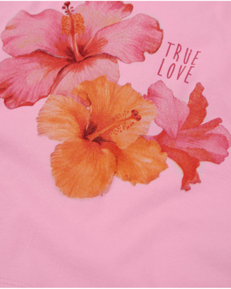 Camiseta de niña de punto con hibiscos frontal