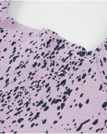 Top de niña de punto con manga larga abullonada