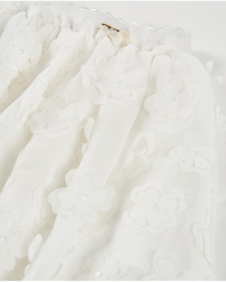 Falda de niña de plana con flores en relieve