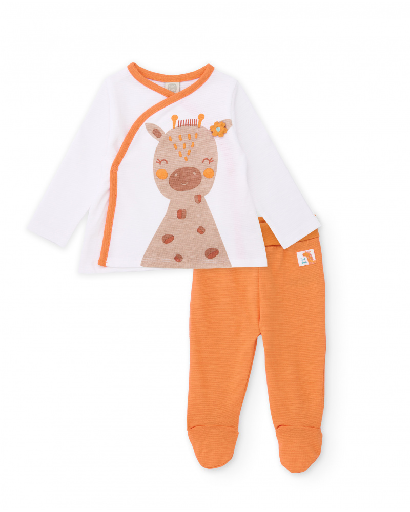 Conjunto de recién nacido de punto y estampado jirafa