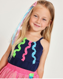 Camiseta de niña de punto con tiras fruncidas | tuc tuc