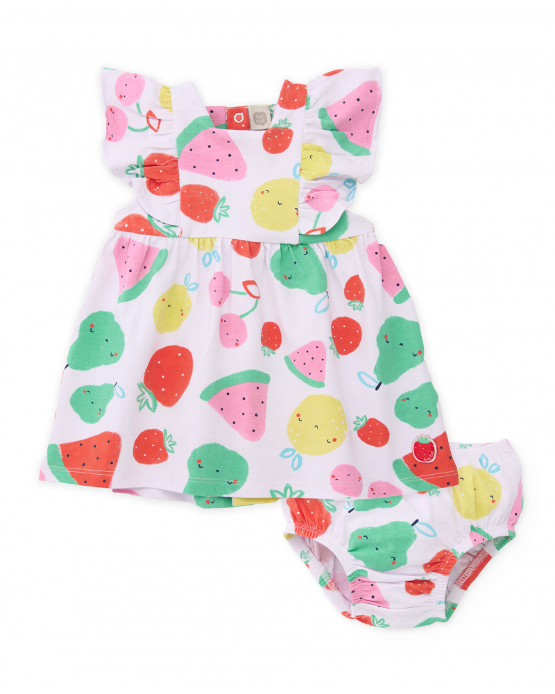 Vestido de recién nacido de punto y diseño de frutas