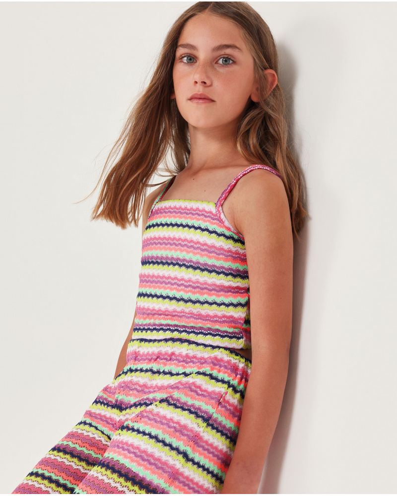 Top de niña de punto con estampado zig zag