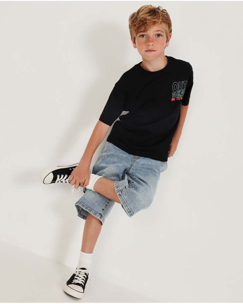 Bermuda de niño de plana y tejido denim