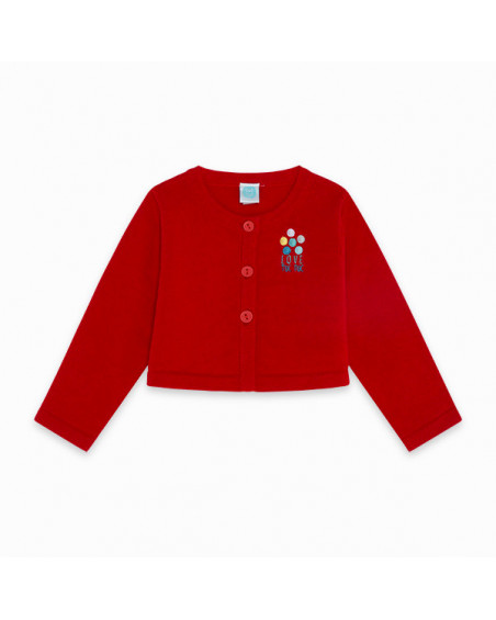 CHAQUETA TRICOT BOTONES NIÑA ROJA DINOLOCO CHAQUETA TRICOT BOTONES NIÑA ROJA DINOLOCO