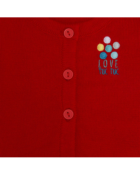 CHAQUETA TRICOT BOTONES NIÑA ROJA DINOLOCO CHAQUETA TRICOT BOTONES NIÑA ROJA DINOLOCO