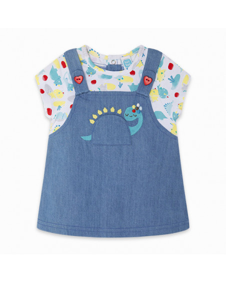 VESTIDO DENIM Y PUNTO EFECTO PICHI NIÑA AZUL DINOLOCO VESTIDO DENIM Y PUNTO EFECTO PICHI NIÑA AZUL DINOLOCO