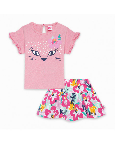 CONJUNTO CAMISETA Y FALDA PUNTO FLORES NIÑA ROSA LOVE SAUVAGE CONJUNTO CAMISETA Y FALDA PUNTO FLORES NIÑA ROSA LOVE SAUVAGE