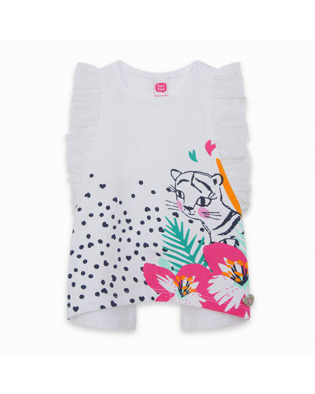 CAMISETA PUNTO Y TUL VOLANTES NIÑA BLANCA LOVE SAUVAGE CAMISETA PUNTO Y TUL VOLANTES NIÑA BLANCA LOVE SAUVAGE