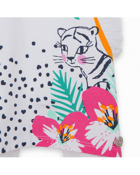 CAMISETA PUNTO Y TUL VOLANTES NIÑA BLANCA LOVE SAUVAGE CAMISETA PUNTO Y TUL VOLANTES NIÑA BLANCA LOVE SAUVAGE