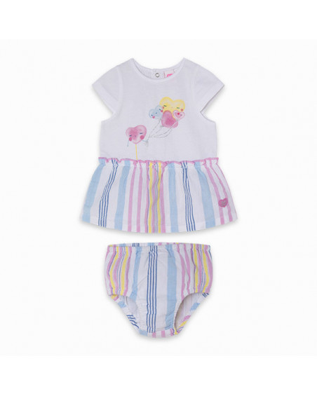 Vestido punto y popelín rayas y corazones niña rosa sugar babe Vestido punto y popelín rayas y corazones niña rosa sugar babe