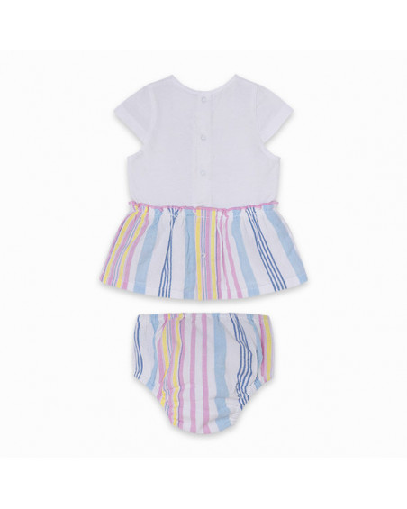 Vestido punto y popelín rayas y corazones niña rosa sugar babe Vestido punto y popelín rayas y corazones niña rosa sugar babe