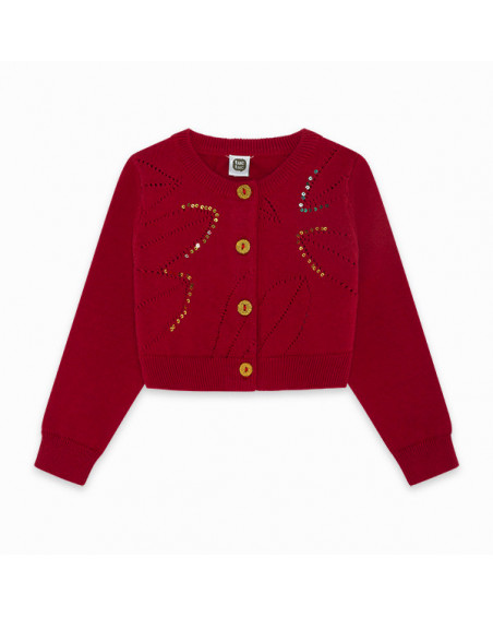 CHAQUETA TRICOT LENTEJUELAS NIÑA ROJA ZANZIBAR CHAQUETA TRICOT LENTEJUELAS NIÑA ROJA ZANZIBAR