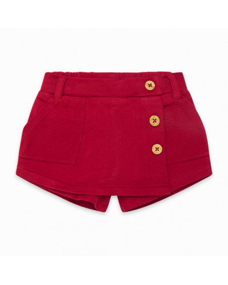 FALDA-PANTALÓN FELPA FANTASÍA BOTONES LATERALES NIÑA ROJA ZANZIBAR FALDA-PANTALÓN FELPA FANTASÍA BOTONES LATERALES NIÑA ROJA ZANZIBAR