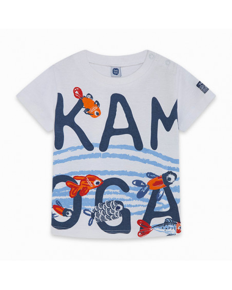 CAMISETA PUNTO MENSAJE NIÑO BLANCA KAMOGAWA CAMISETA PUNTO MENSAJE NIÑO BLANCA KAMOGAWA