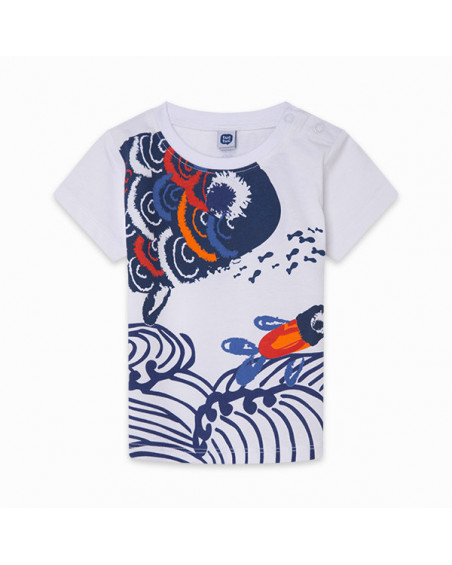 CAMISETA PUNTO PECES NIÑO BLANCA KAMOGAWA CAMISETA PUNTO PECES NIÑO BLANCA KAMOGAWA