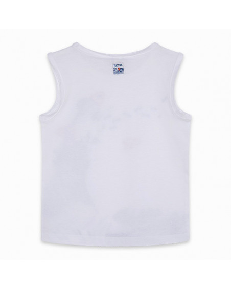 CAMISETA PUNTO SIN MANGAS PECES NIÑO BLANCA KAMOGAWA CAMISETA PUNTO SIN MANGAS PECES NIÑO BLANCA KAMOGAWA