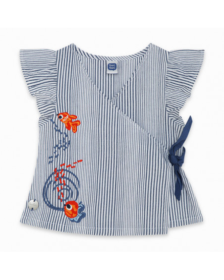 BLUSA PLANA FANTASÍA LAZO NIÑA AZUL KAMOGAWA BLUSA PLANA FANTASÍA LAZO NIÑA AZUL KAMOGAWA