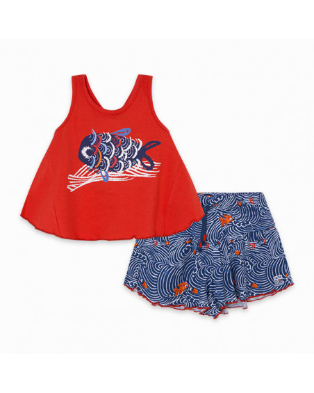 CONJUNTO CAMISETA Y SHORT PUNTO PECES NIÑA ROJO KAMOGAWA CONJUNTO CAMISETA Y SHORT PUNTO PECES NIÑA ROJO KAMOGAWA
