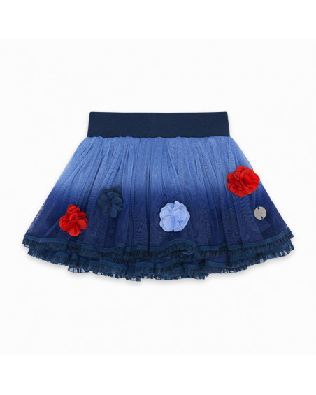 FALDA TUL DEGRADADA Y FLORES NIÑA AZUL KAMOGAWA FALDA TUL DEGRADADA Y FLORES NIÑA AZUL KAMOGAWA