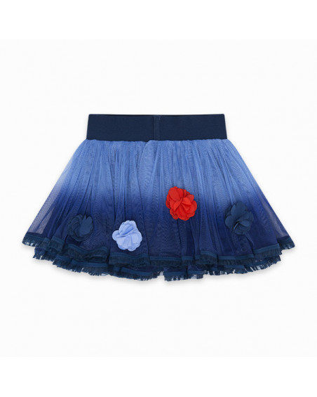 Falda tul degradada y flores niña azul kamogawa