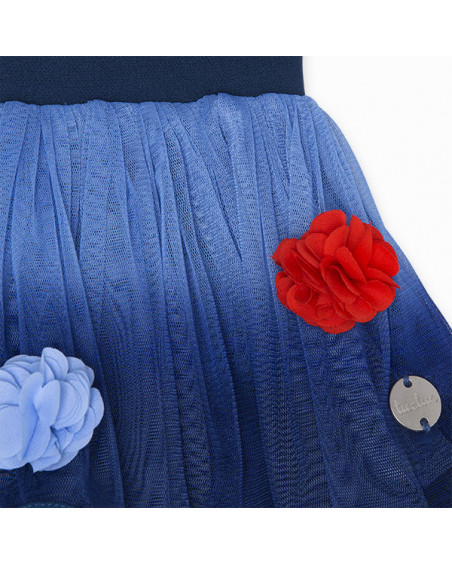 FALDA TUL DEGRADADA Y FLORES NIÑA AZUL KAMOGAWA FALDA TUL DEGRADADA Y FLORES NIÑA AZUL KAMOGAWA