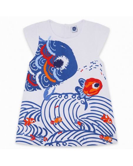 VESTIDO PUNTO PECES NIÑA BLANCO KAMOGAWA VESTIDO PUNTO PECES NIÑA BLANCO KAMOGAWA