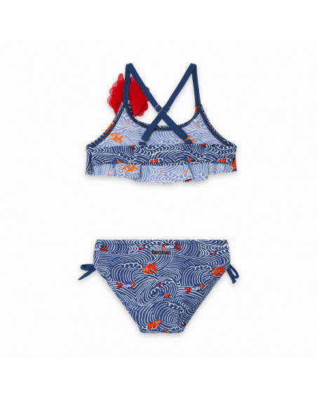 BIKINI ESPALDA CRUZADA PECES NIÑA AZUL KAMOGAWA BIKINI ESPALDA CRUZADA PECES NIÑA AZUL KAMOGAWA