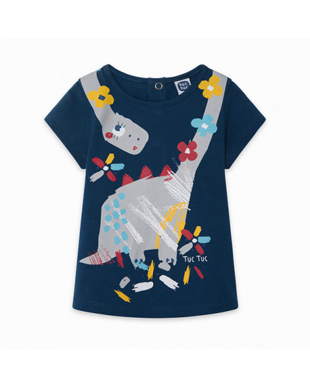 CAMISETA PUNTO DINOSAURIO NIÑA AZUL DRAW A REX CAMISETA PUNTO DINOSAURIO NIÑA AZUL DRAW A REX