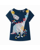 CAMISETA PUNTO DINOSAURIO NIÑA AZUL DRAW A REX CAMISETA PUNTO DINOSAURIO NIÑA AZUL DRAW A REX