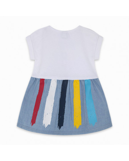 VESTIDO DENIM Y PUNTO MENSAJE NIÑA BLANCO DRAW A REX VESTIDO DENIM Y PUNTO MENSAJE NIÑA BLANCO DRAW A REX