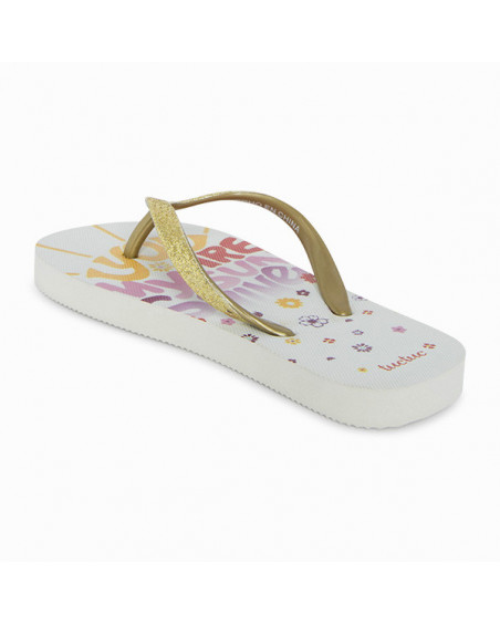 CHANCLAS MENSAJE Y GLITTER NIÑA BEIGE LOVE THE SUN CHANCLAS MENSAJE Y GLITTER NIÑA BEIGE LOVE THE SUN