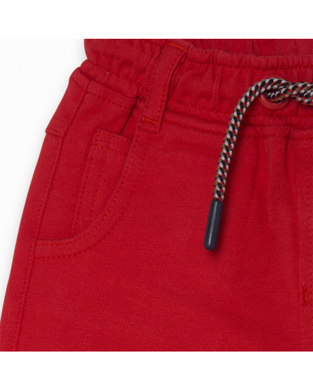 BERMUDA FELPA CORDONES NIÑO ROJA BASICOS BABY BERMUDA FELPA CORDONES NIÑO ROJA BASICOS BABY