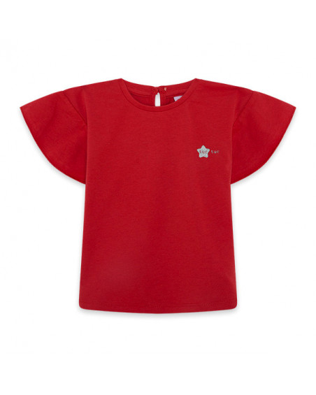 CAMISETA PUNTO VOLANTES NIÑA ROJA BASICOS BABY CAMISETA PUNTO VOLANTES NIÑA ROJA BASICOS BABY