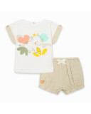 CONJUNTO CAMISETA PUNTO Y SHORT GASA LAZO NIÑA BEIGE SAVANNA CONJUNTO CAMISETA PUNTO Y SHORT GASA LAZO NIÑA BEIGE SAVANNA