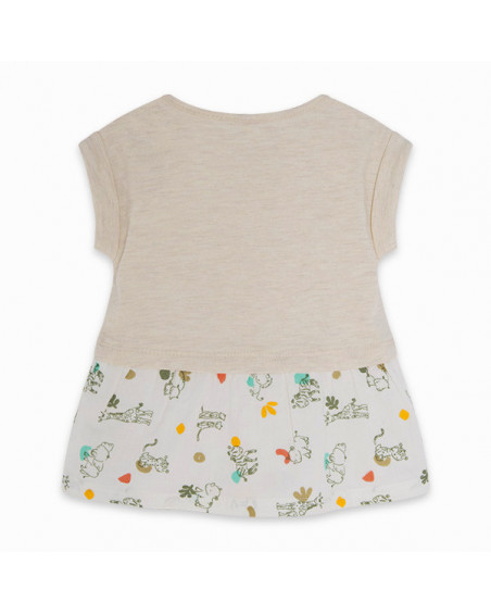VESTIDO PUNTO Y GASA TIGRE NIÑA BEIGE SAVANNA VESTIDO PUNTO Y GASA TIGRE NIÑA BEIGE SAVANNA